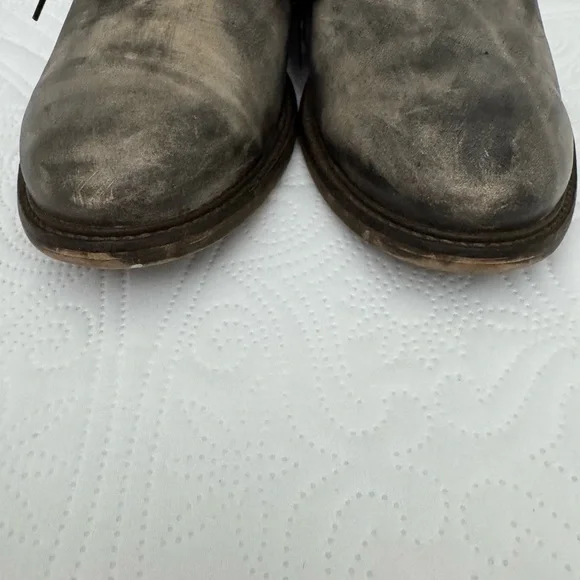 John Fluevog Grant Leather Derby Shoes Washed Black Distressed Finish Size 11 - Picture 2 of 15